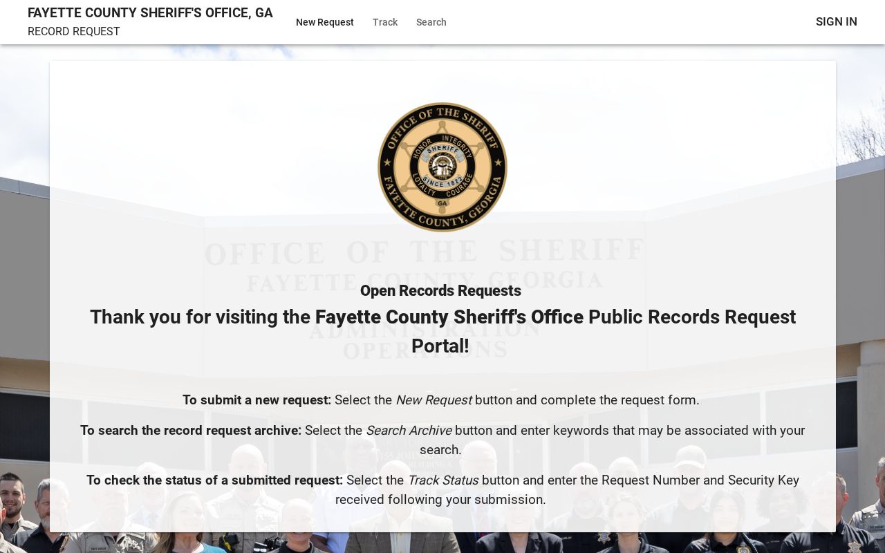 Fayette County Sheriff electronic open-records request portal