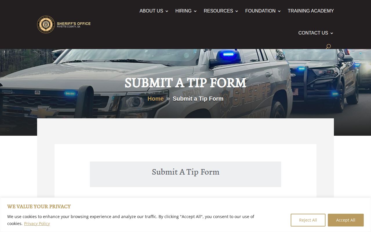 Fayette County warrant and public-safety tip reporting form